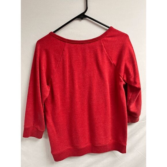 Express Womens Pullover 3/4 Sleeve Scoop neck Studded Front Sweatshirt Red Small - Picture 5 of 6